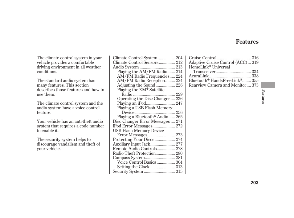 Features | Acura 2009 RL User Manual | Page 209 / 554