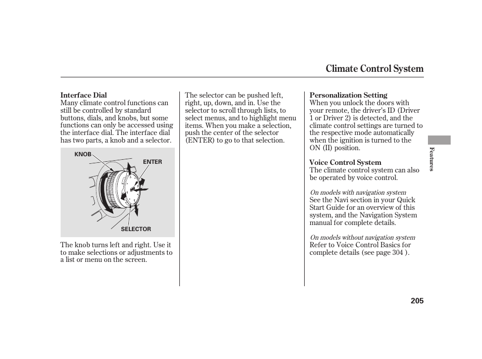 Climate control system | Acura 2009 RL User Manual | Page 211 / 554