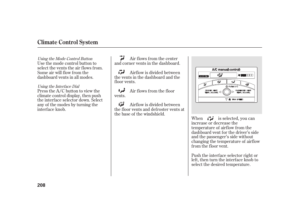 Climate control system | Acura 2009 RL User Manual | Page 214 / 554