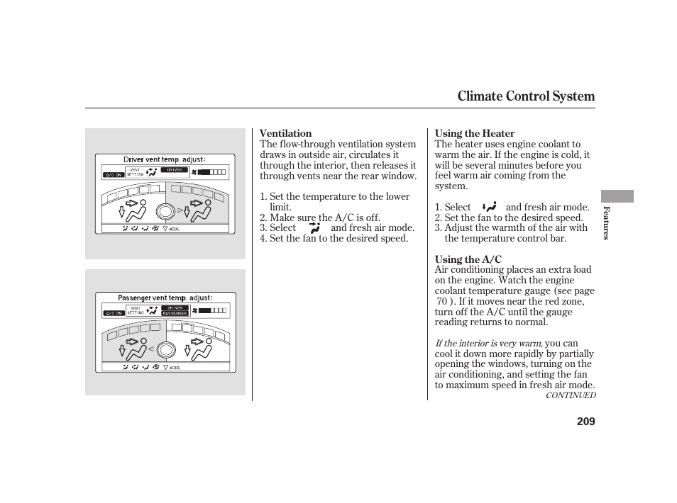 Climate control system | Acura 2009 RL User Manual | Page 215 / 554