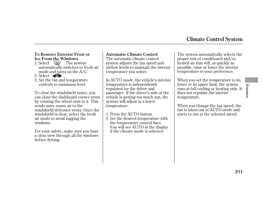 Climate control system | Acura 2009 RL User Manual | Page 217 / 554