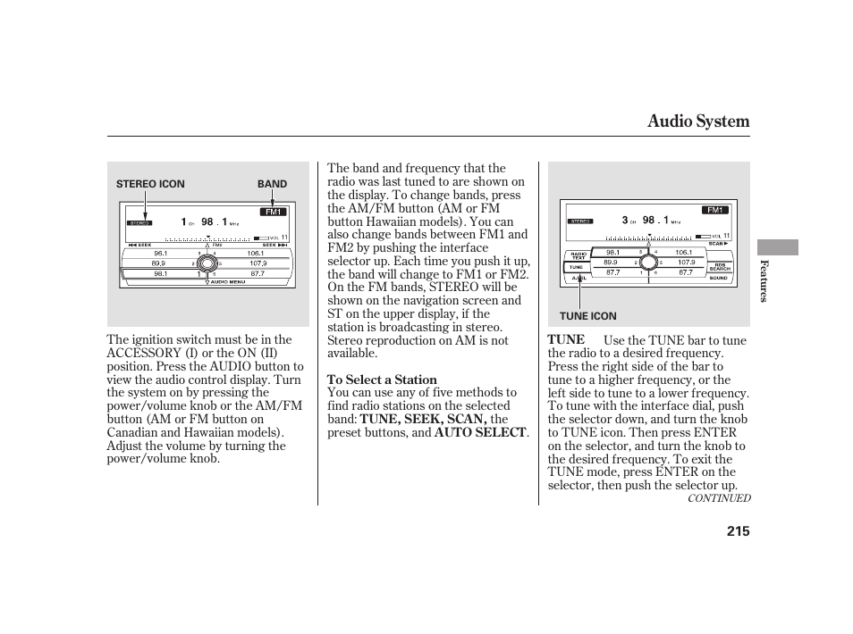 Audio system | Acura 2009 RL User Manual | Page 221 / 554