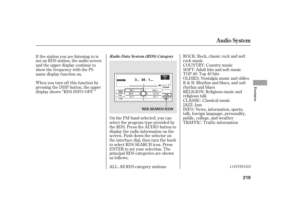 Audio system | Acura 2009 RL User Manual | Page 225 / 554