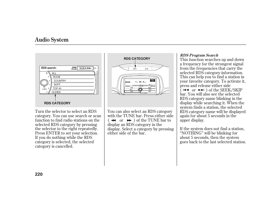 Audio system | Acura 2009 RL User Manual | Page 226 / 554