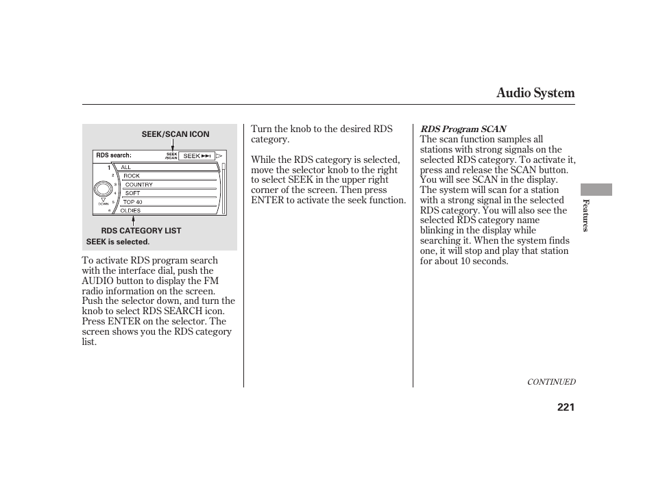 Audio system | Acura 2009 RL User Manual | Page 227 / 554