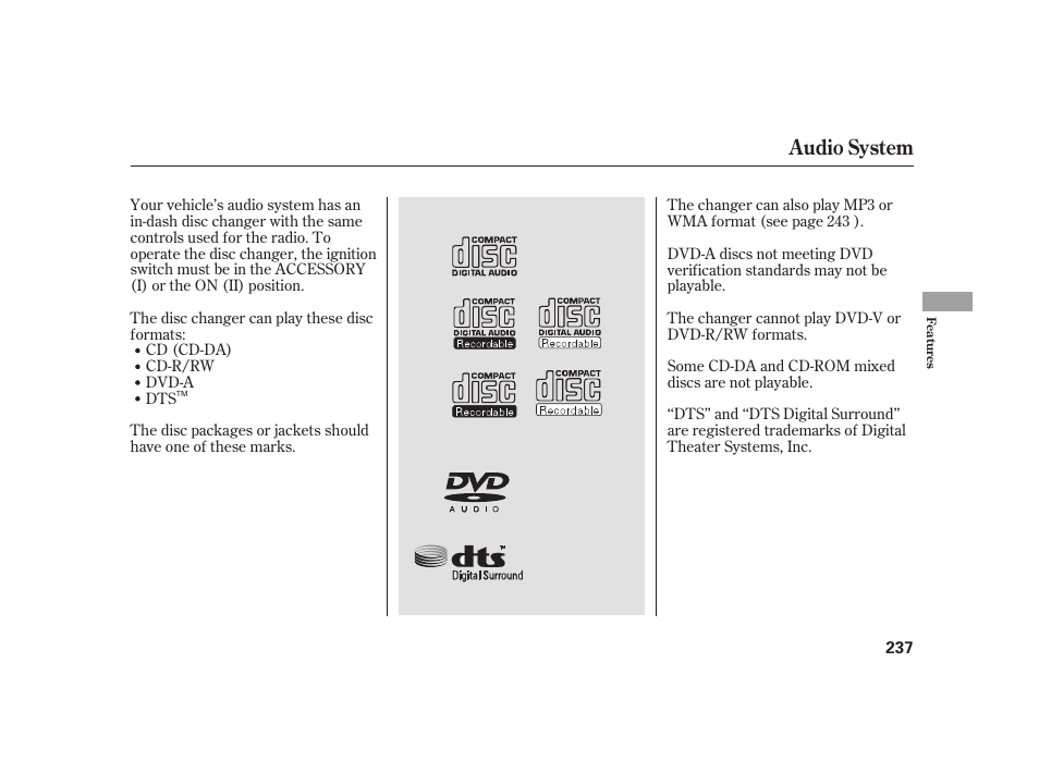 Audio system | Acura 2009 RL User Manual | Page 243 / 554