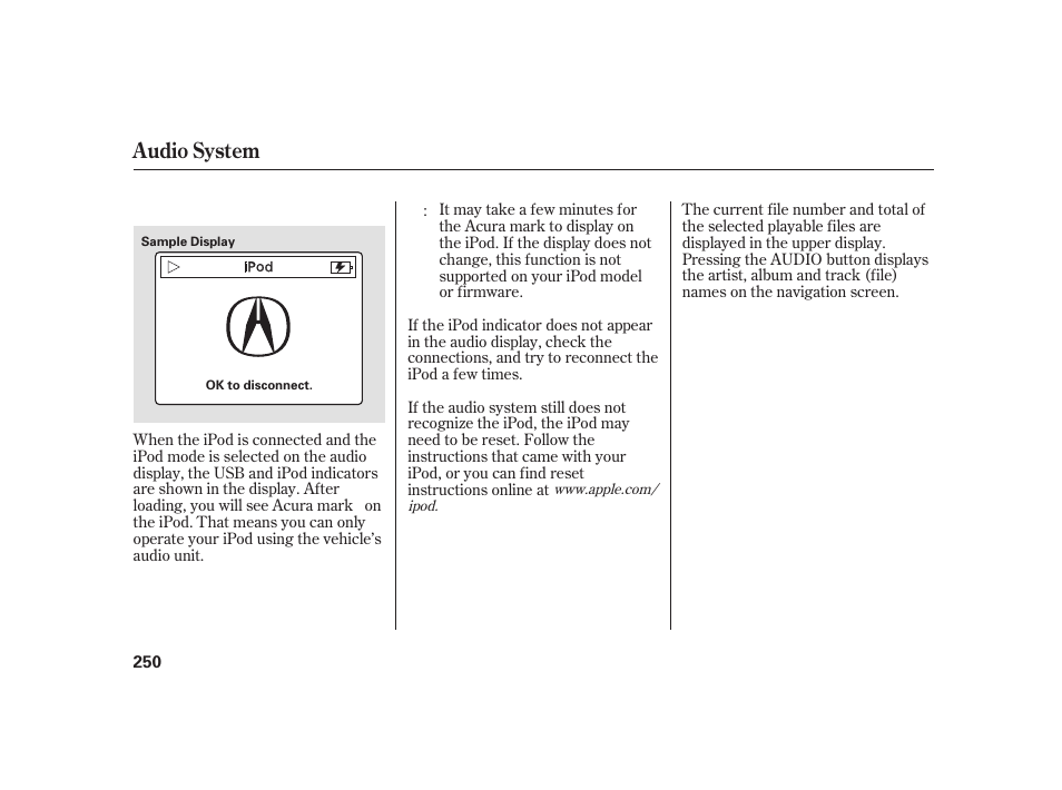 Audio system | Acura 2009 RL User Manual | Page 256 / 554