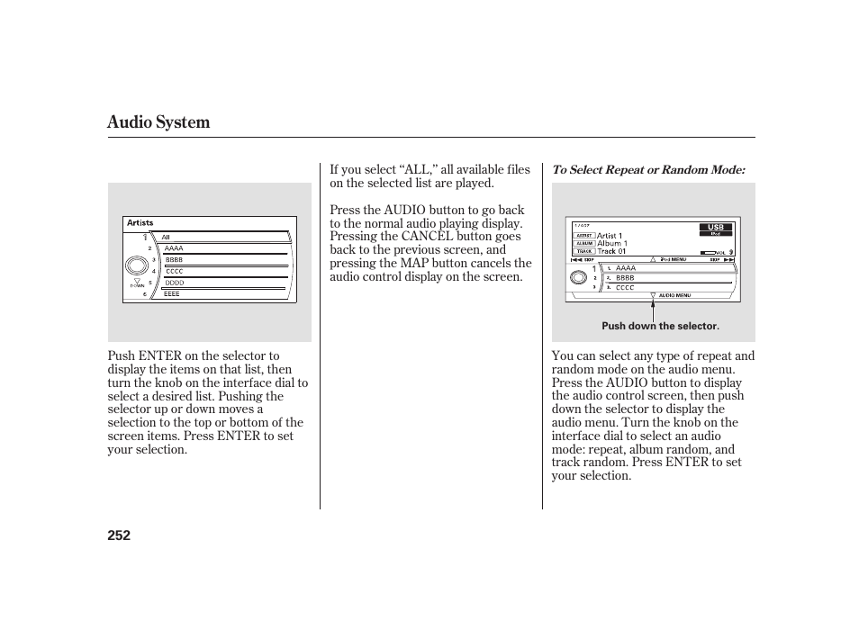 Audio system | Acura 2009 RL User Manual | Page 258 / 554