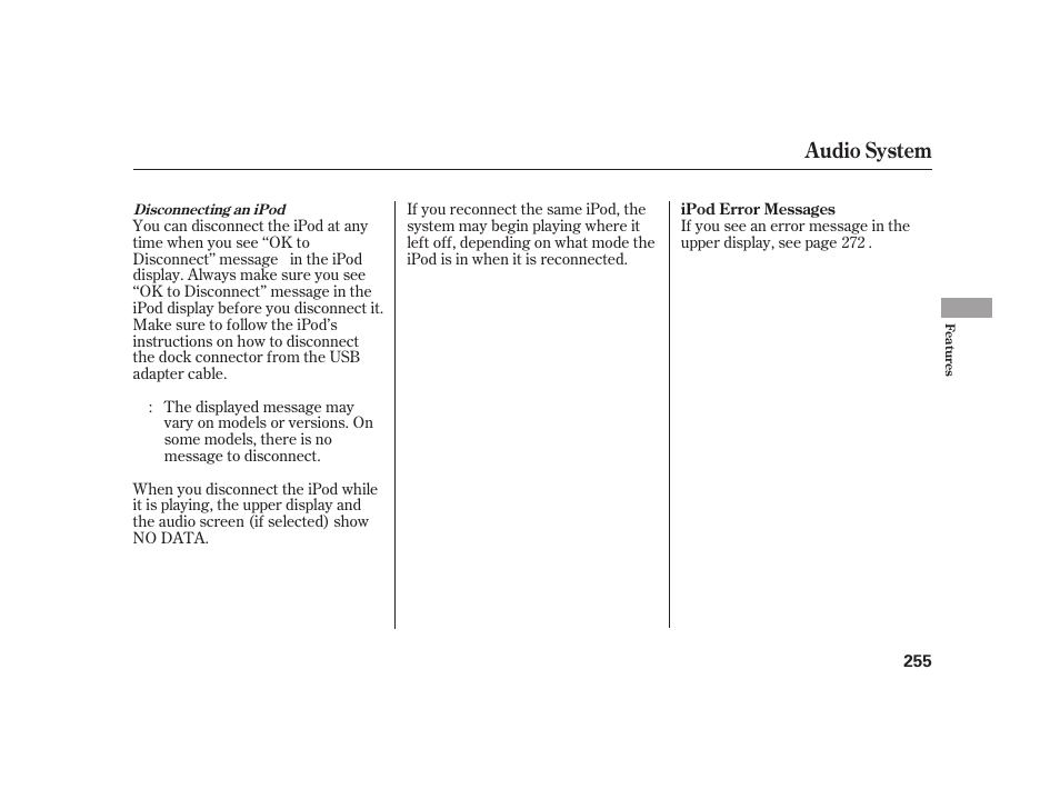 Audio system | Acura 2009 RL User Manual | Page 261 / 554