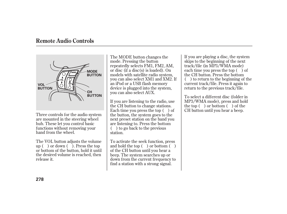 Remote audio controls | Acura 2009 RL User Manual | Page 284 / 554