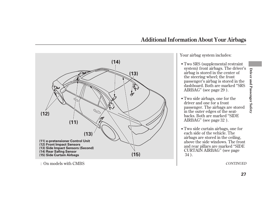 Additional information about your airbags | Acura 2009 RL User Manual | Page 33 / 554