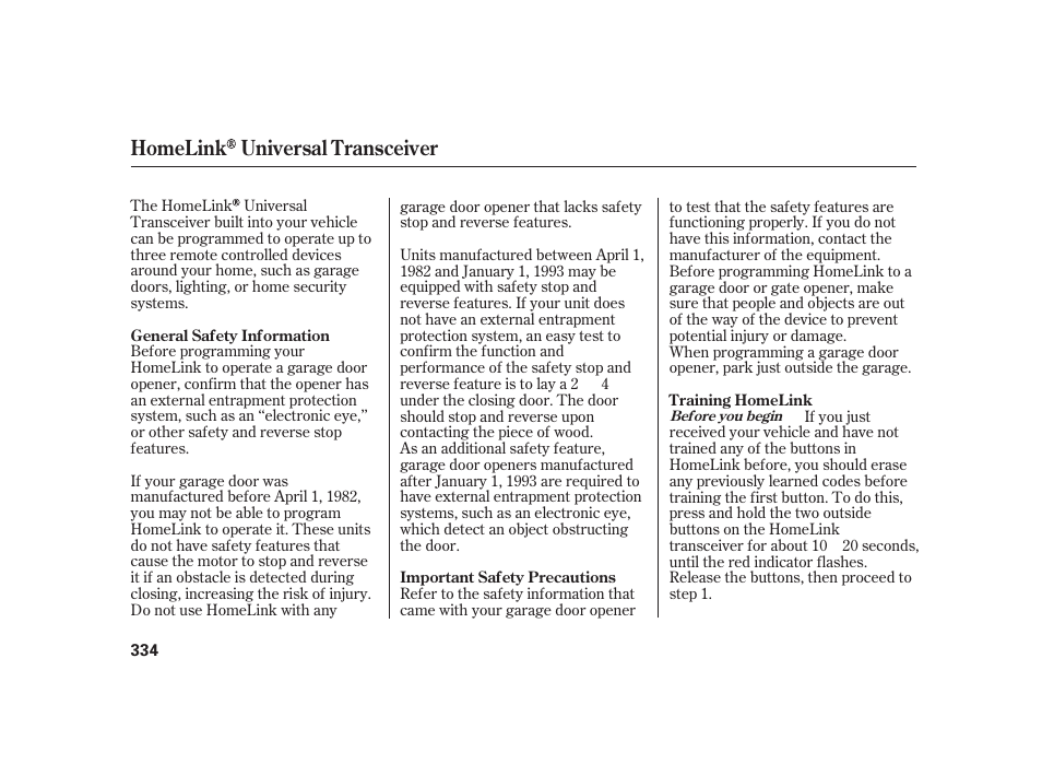 Homelink universal transceiver | Acura 2009 RL User Manual | Page 340 / 554