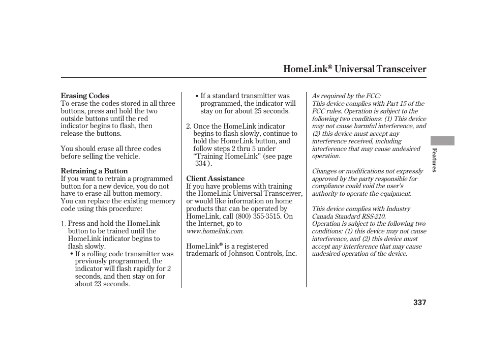 Homelink universal transceiver | Acura 2009 RL User Manual | Page 343 / 554