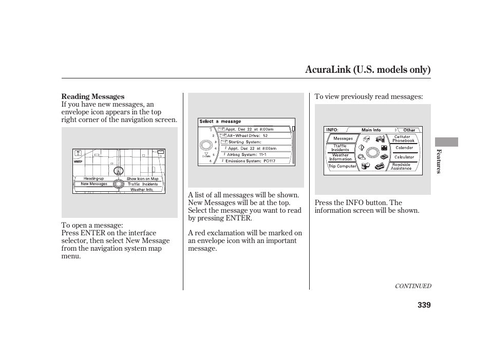 Acuralink (u.s. models only) | Acura 2009 RL User Manual | Page 345 / 554