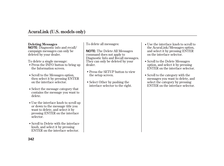Acuralink (u.s. models only) | Acura 2009 RL User Manual | Page 348 / 554
