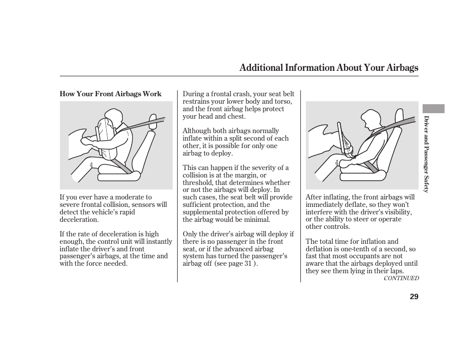 Additional information about your airbags | Acura 2009 RL User Manual | Page 35 / 554