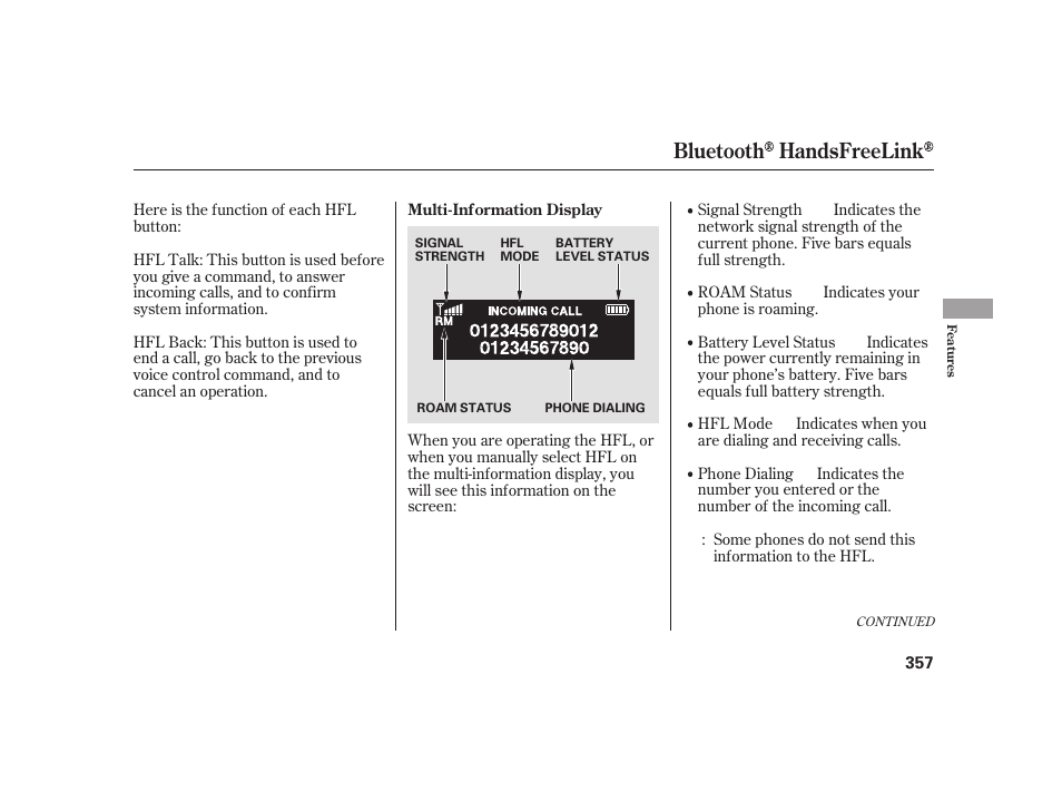 Bluetooth handsfreelink | Acura 2009 RL User Manual | Page 363 / 554