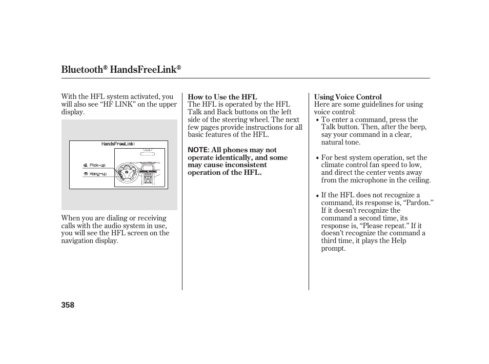 Bluetooth handsfreelink | Acura 2009 RL User Manual | Page 364 / 554