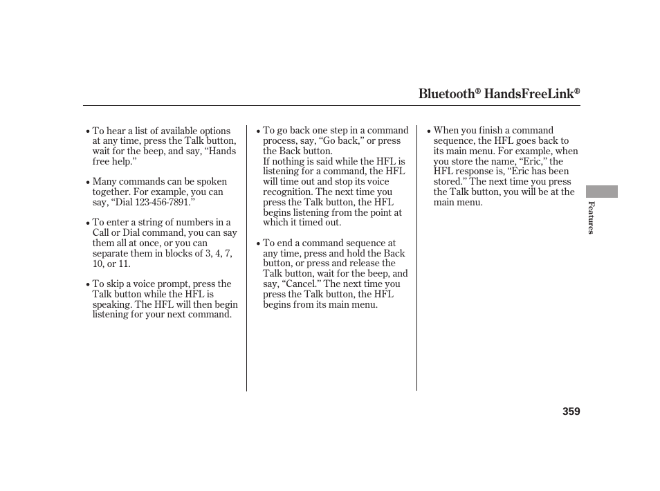 Bluetooth handsfreelink | Acura 2009 RL User Manual | Page 365 / 554