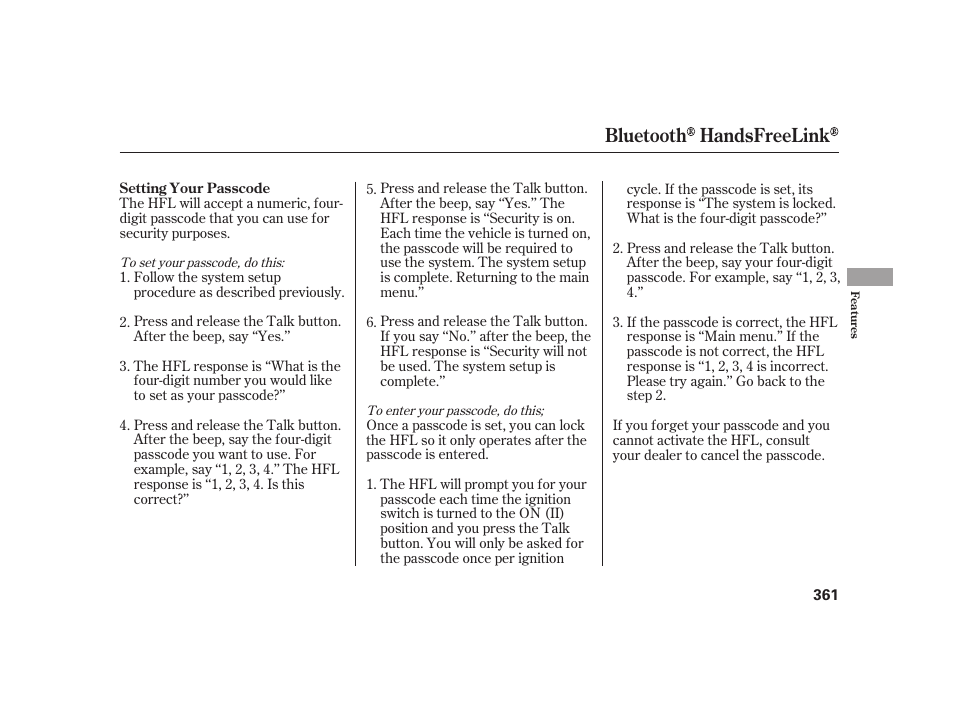 Bluetooth handsfreelink | Acura 2009 RL User Manual | Page 367 / 554