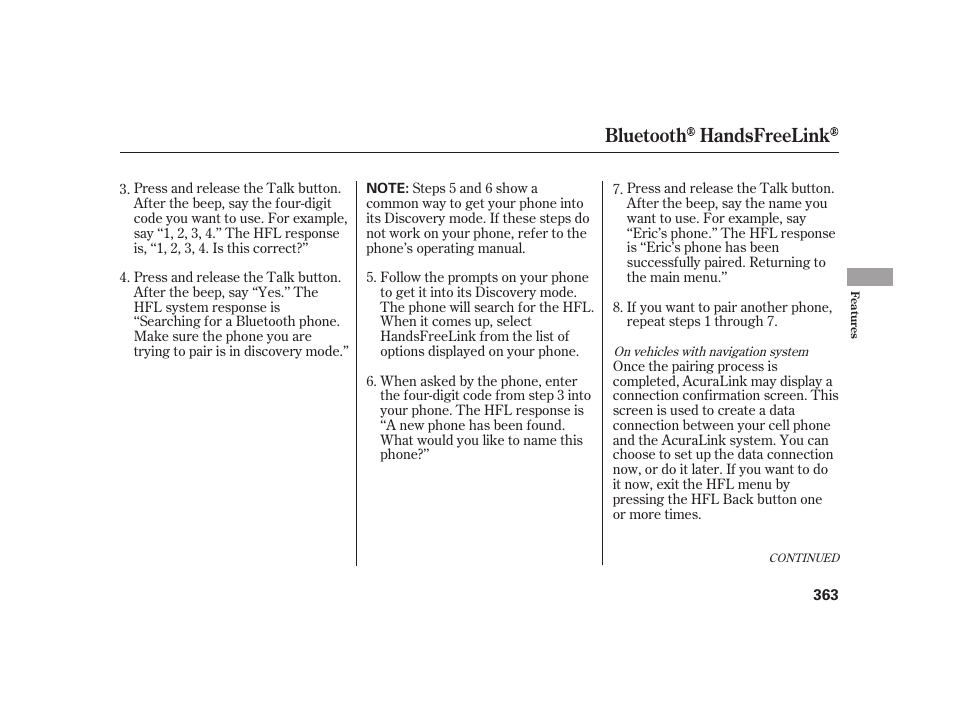 Bluetooth handsfreelink | Acura 2009 RL User Manual | Page 369 / 554