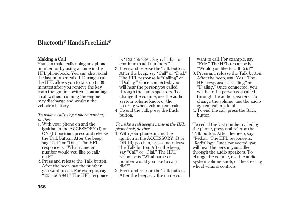 Bluetooth handsfreelink | Acura 2009 RL User Manual | Page 372 / 554