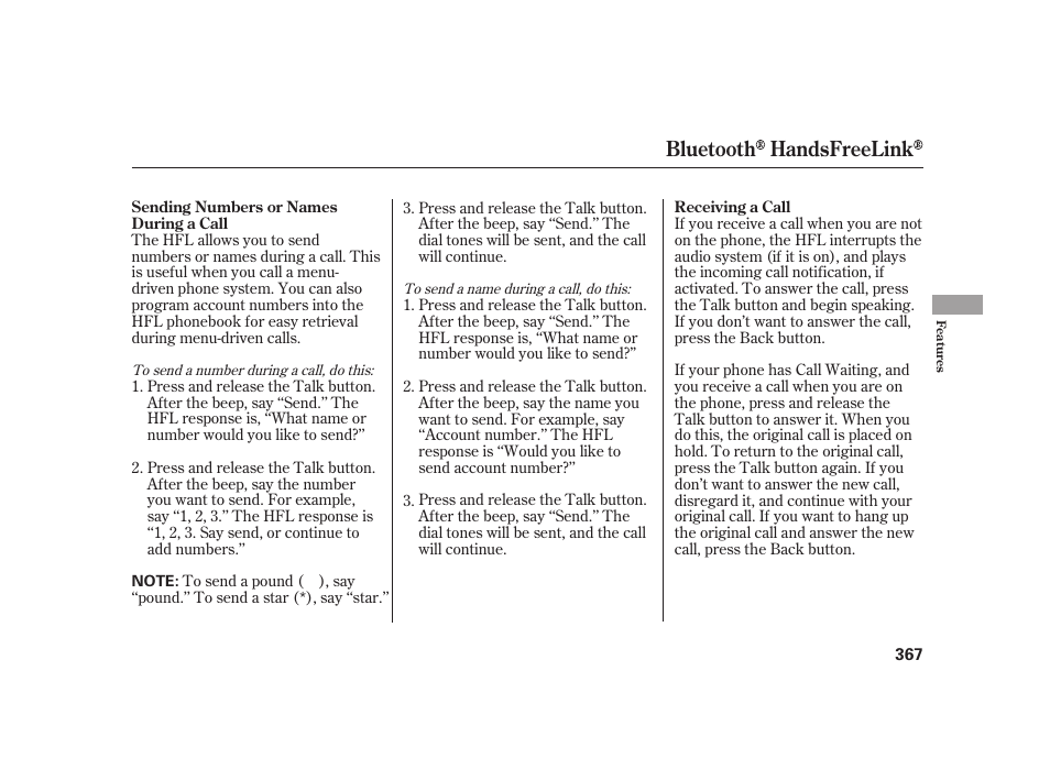 Bluetooth handsfreelink | Acura 2009 RL User Manual | Page 373 / 554