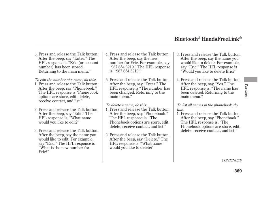 Bluetooth handsfreelink | Acura 2009 RL User Manual | Page 375 / 554