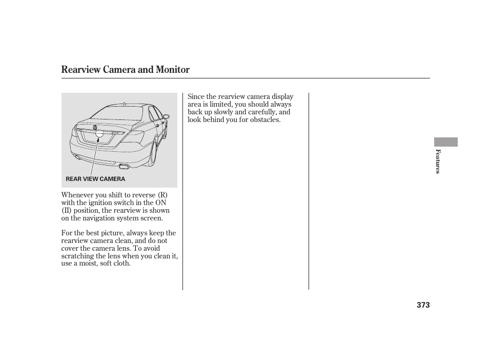 Rearview camera and monitor | Acura 2009 RL User Manual | Page 379 / 554