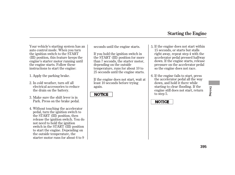 Starting the engine | Acura 2009 RL User Manual | Page 401 / 554