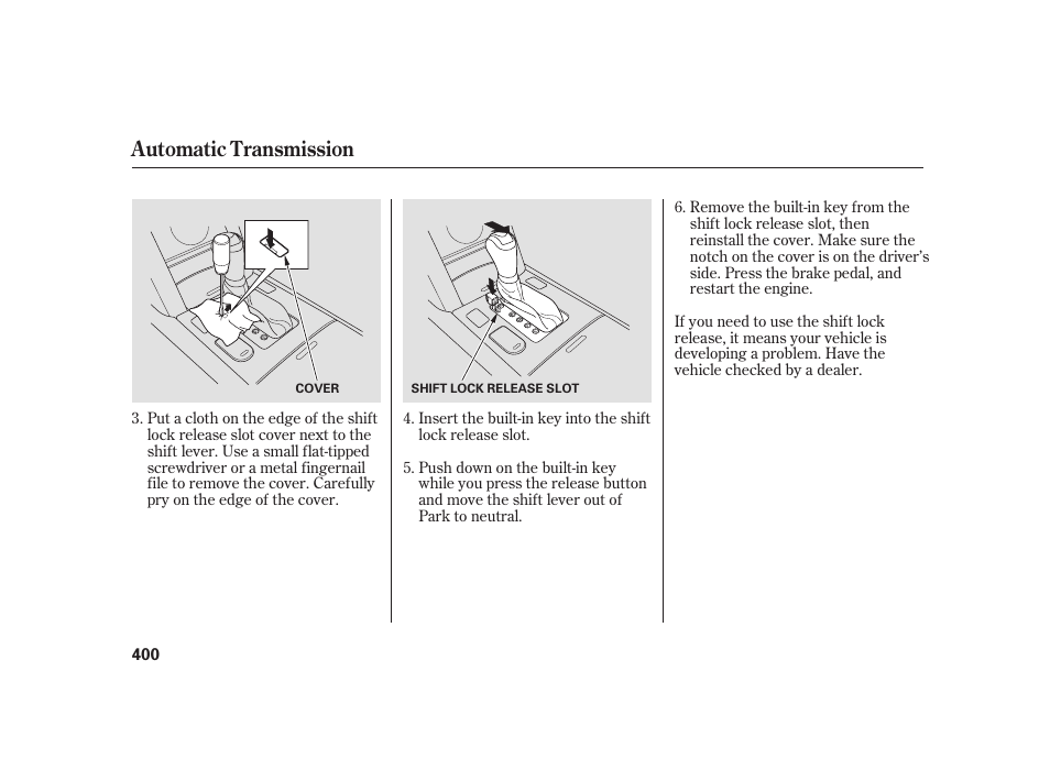 Automatic transmission | Acura 2009 RL User Manual | Page 406 / 554