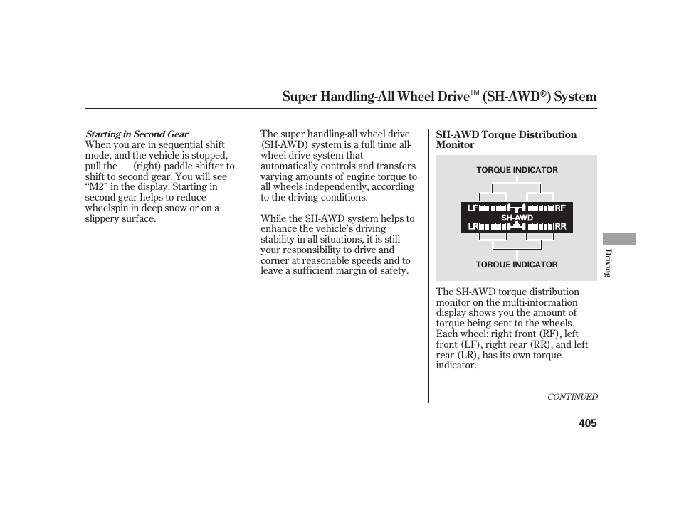 Super handling-all wheel drive (sh-awd ) system | Acura 2009 RL User Manual | Page 411 / 554