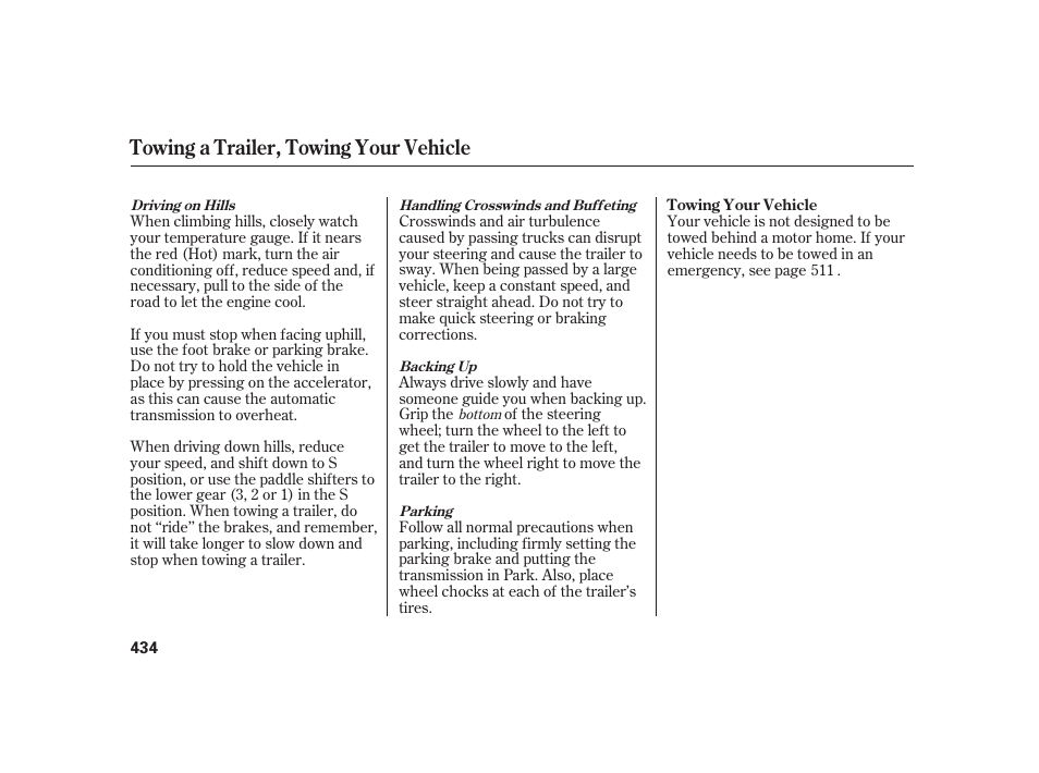 Towing a trailer, towing your vehicle | Acura 2009 RL User Manual | Page 440 / 554