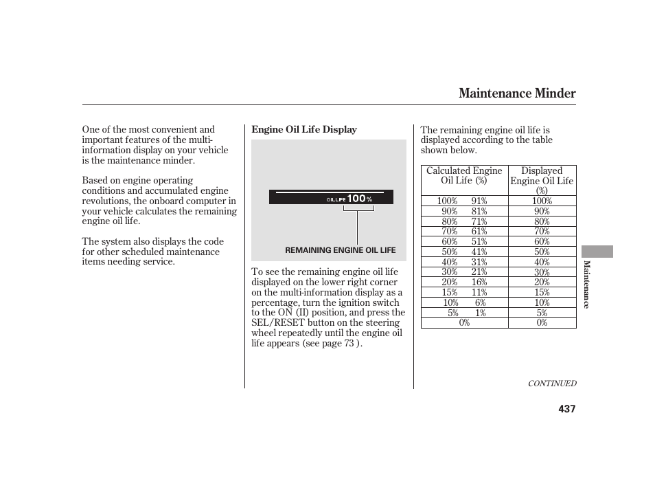 Maintenance minder | Acura 2009 RL User Manual | Page 443 / 554