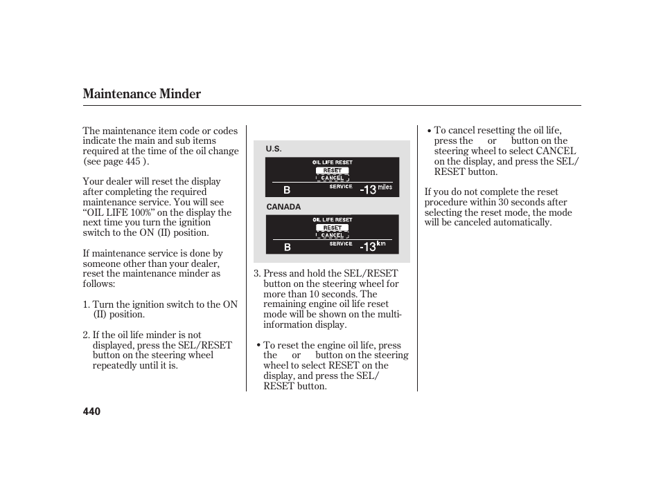 Maintenance minder | Acura 2009 RL User Manual | Page 446 / 554