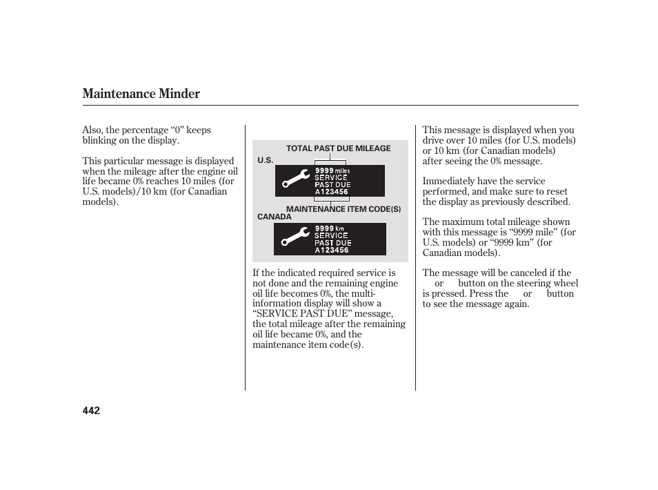 Maintenance minder | Acura 2009 RL User Manual | Page 448 / 554