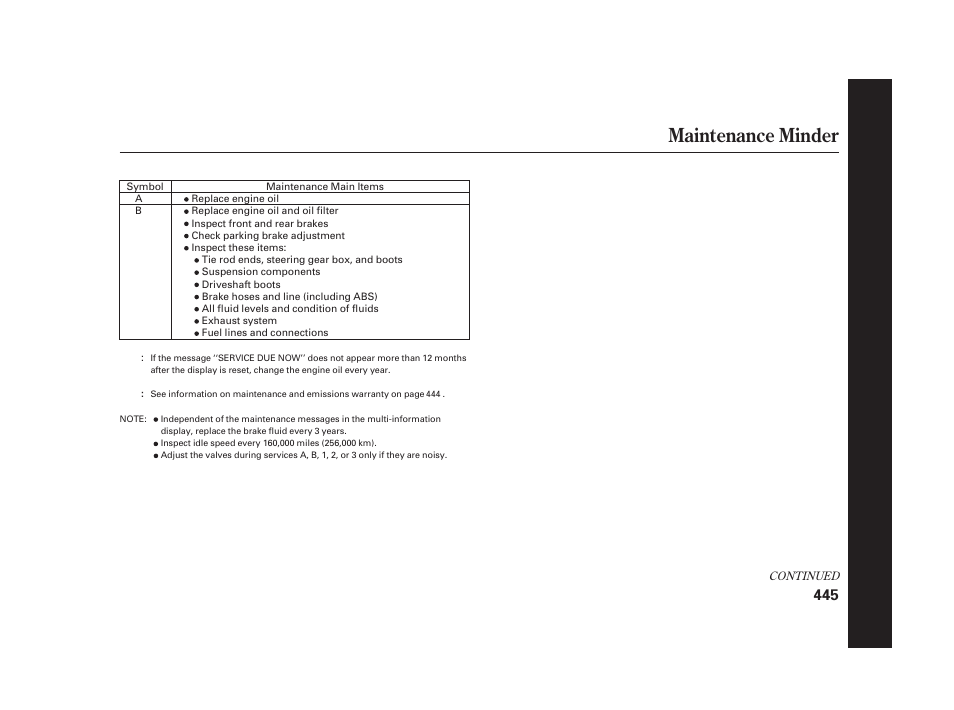 Maintenance minder | Acura 2009 RL User Manual | Page 451 / 554