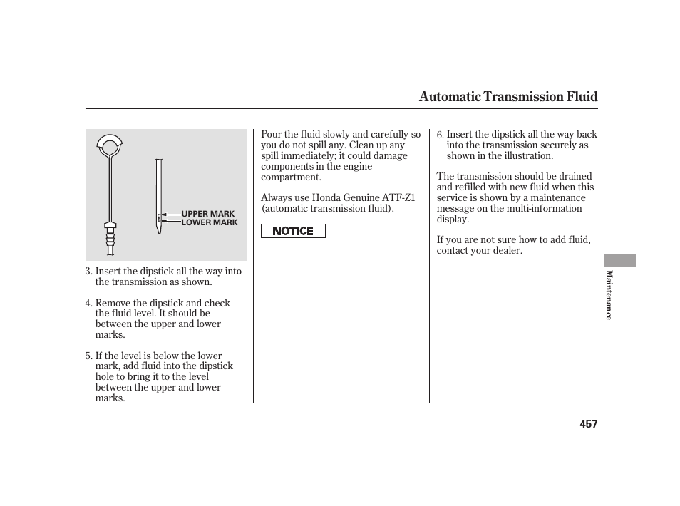 Automatic transmission fluid | Acura 2009 RL User Manual | Page 463 / 554