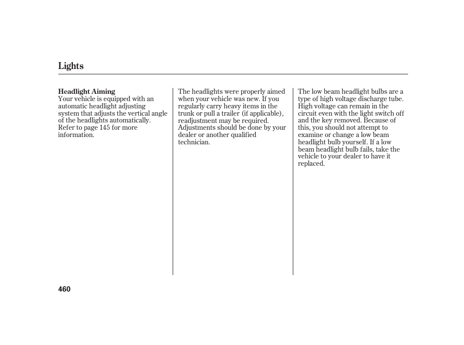 Lights | Acura 2009 RL User Manual | Page 466 / 554