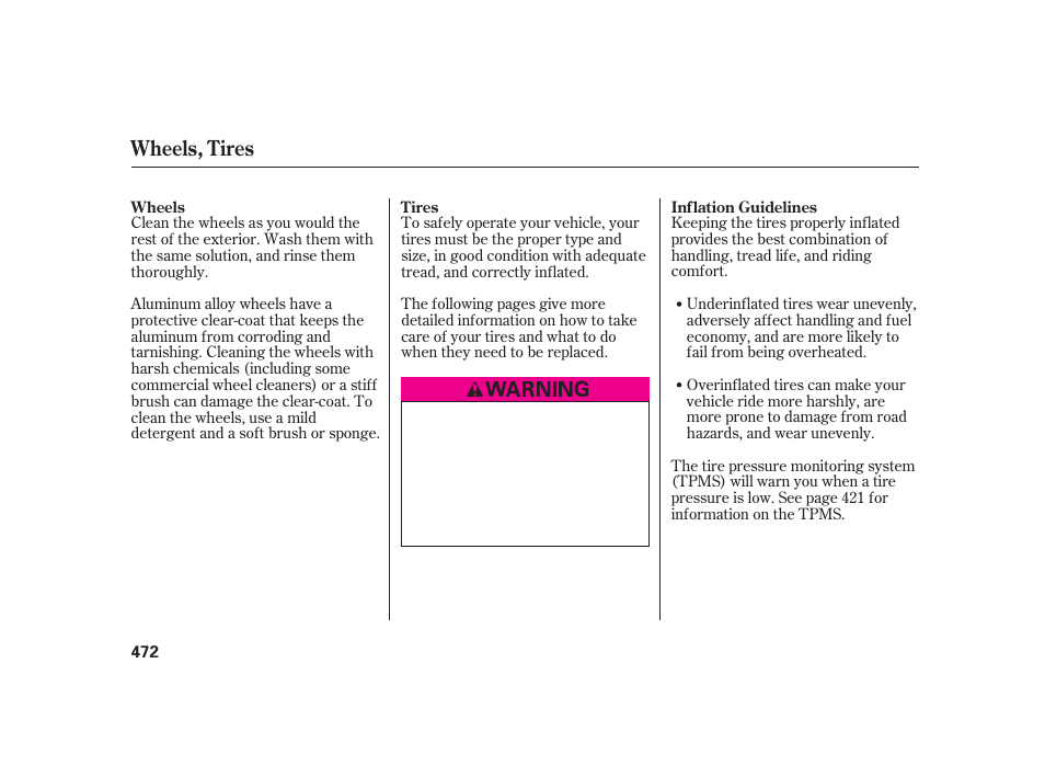 Wheels, tires | Acura 2009 RL User Manual | Page 478 / 554