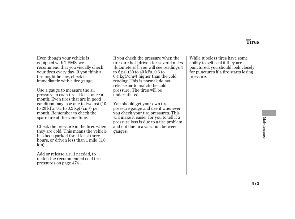 Tires | Acura 2009 RL User Manual | Page 479 / 554