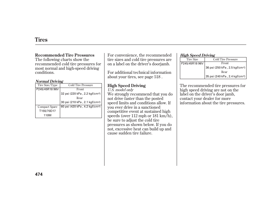 Tires | Acura 2009 RL User Manual | Page 480 / 554