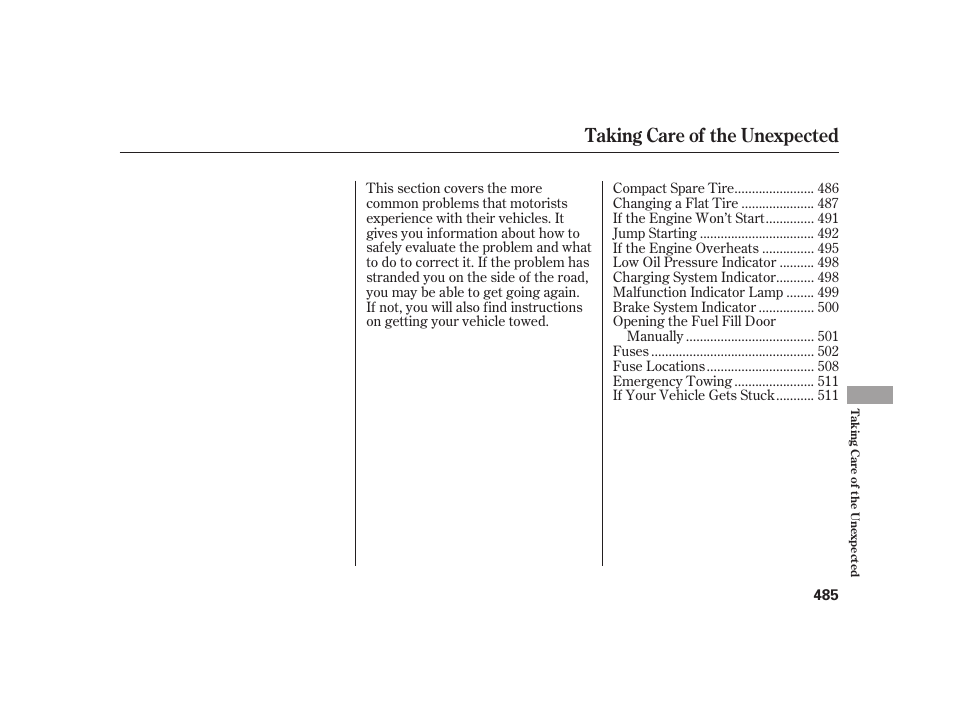 Taking care of the unexpected | Acura 2009 RL User Manual | Page 491 / 554