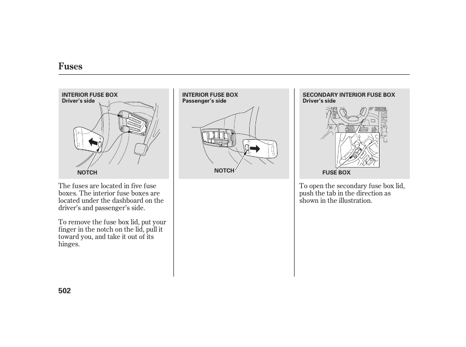 Fuses | Acura 2009 RL User Manual | Page 508 / 554