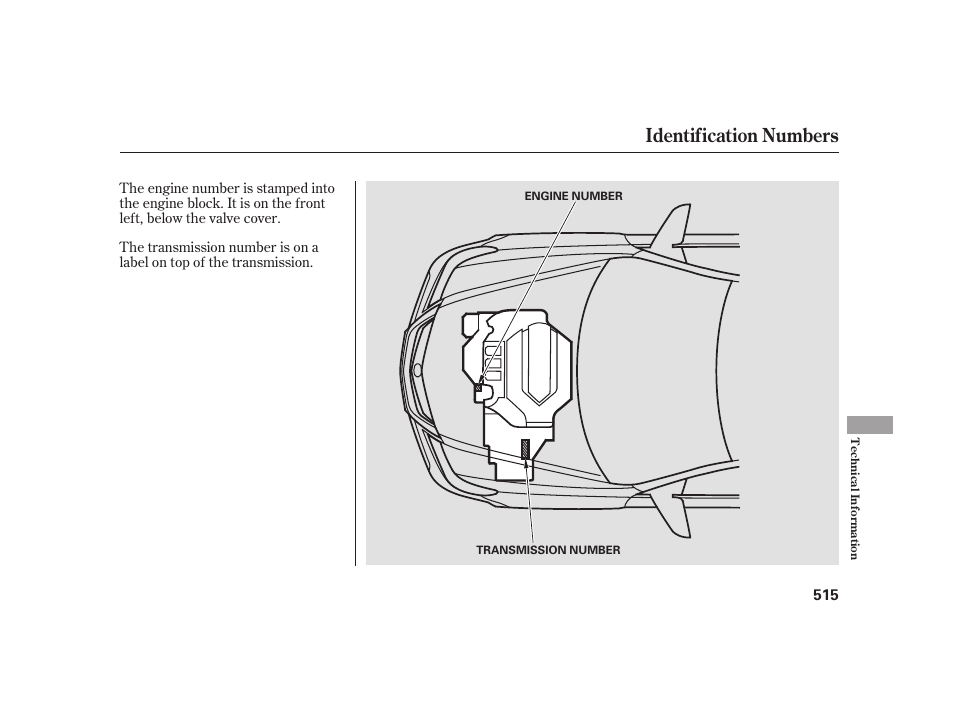 Identification numbers | Acura 2009 RL User Manual | Page 521 / 554