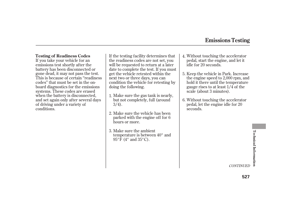 Emissions testing | Acura 2009 RL User Manual | Page 533 / 554