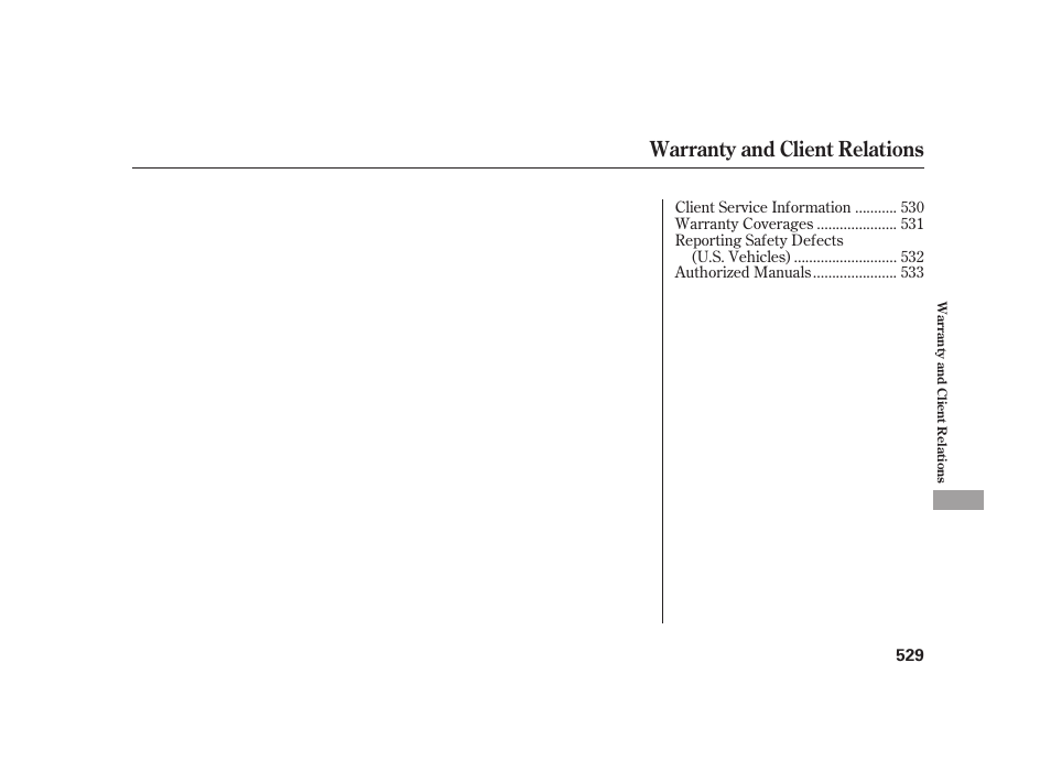 Warranty and client relations | Acura 2009 RL User Manual | Page 535 / 554