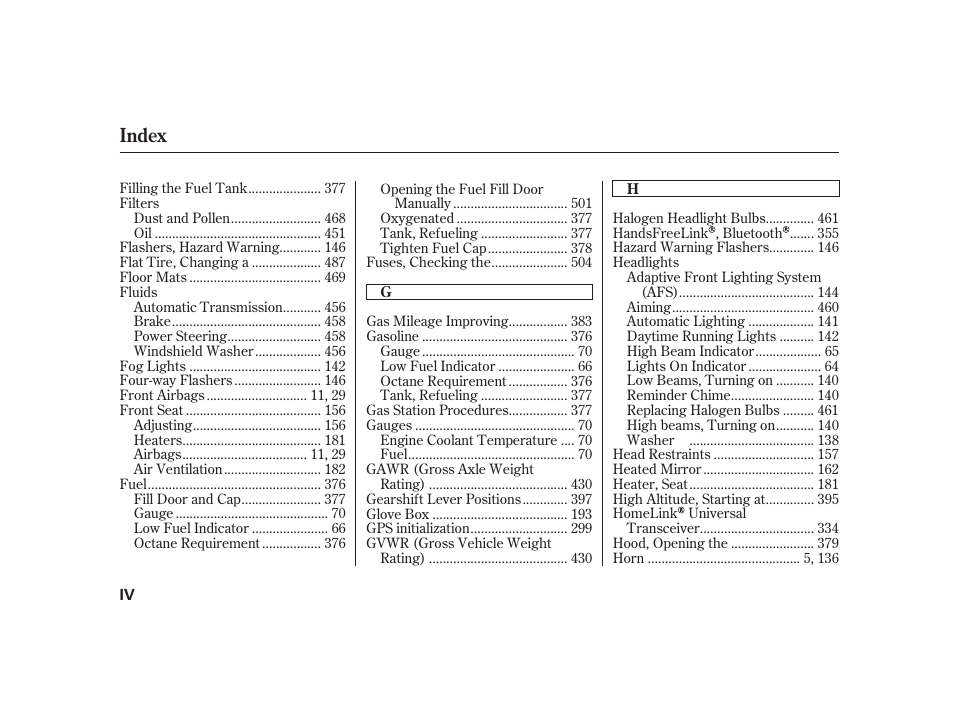 Index | Acura 2009 RL User Manual | Page 544 / 554