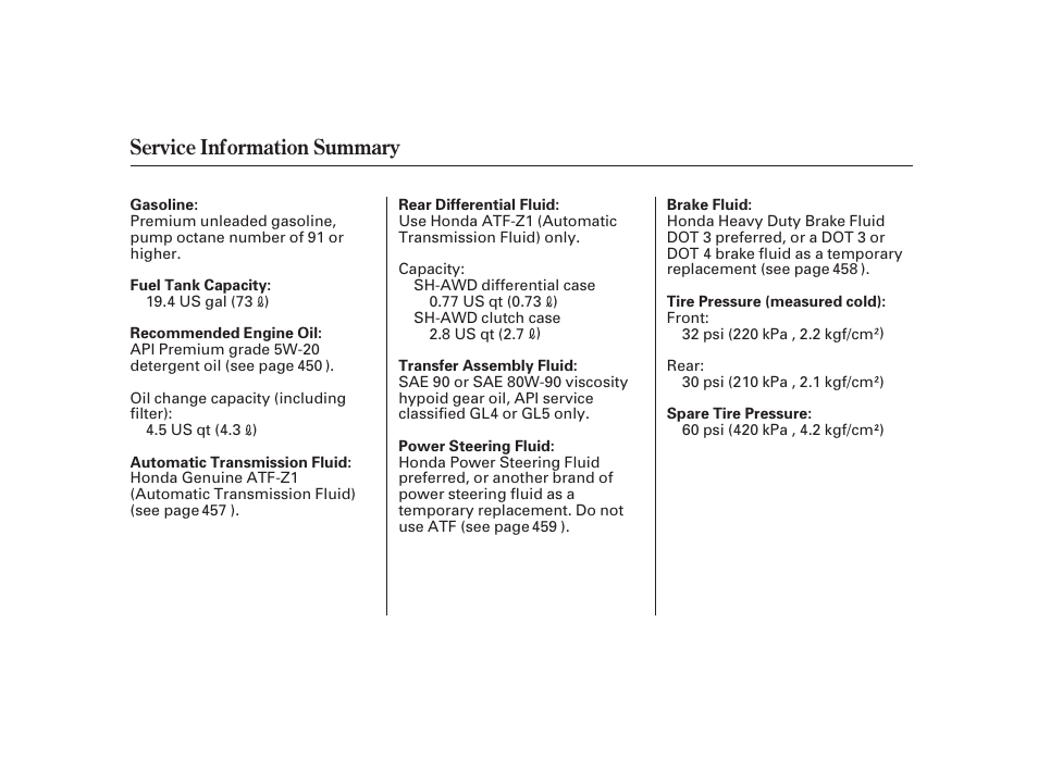 Service information summary | Acura 2009 RL User Manual | Page 554 / 554