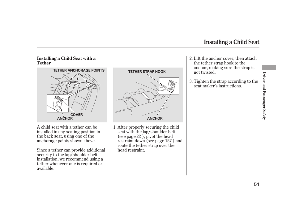 Installing a child seat | Acura 2009 RL User Manual | Page 57 / 554